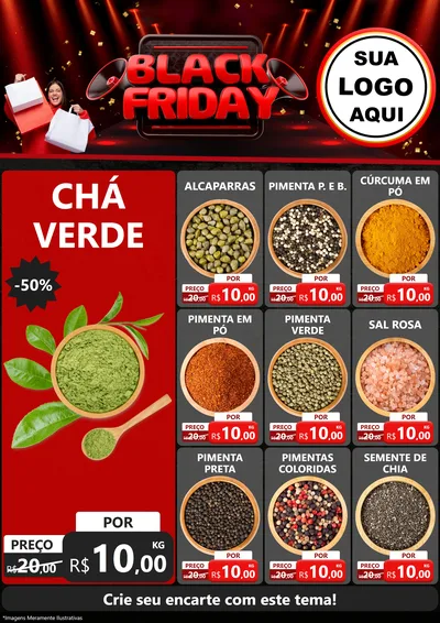 Modelo de Encarte para Encarte A4 Vertical com o tema Black Friday para Produtos Naturais
