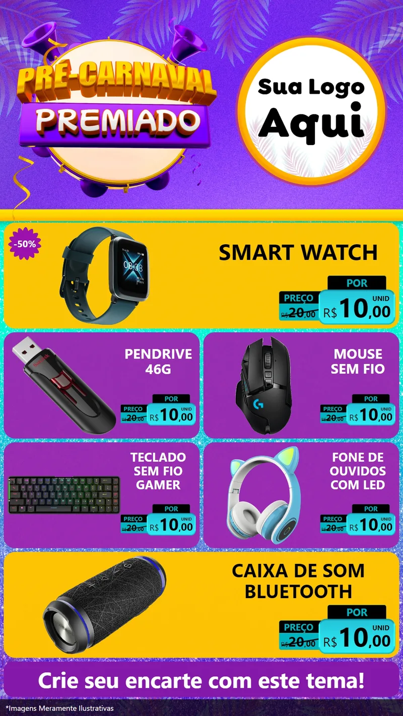 Modelo de TV para TV Vertical com o tema Pré-Carnaval Premiado para Informática