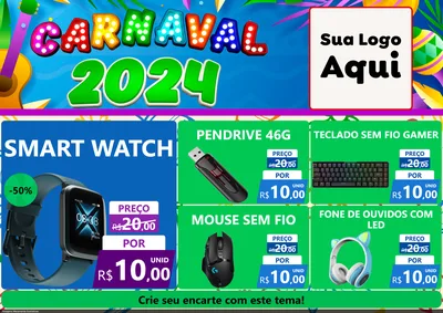 Modelo de Encarte para Encarte A4 Horizontal com o tema Carnaval 2027 para Informática