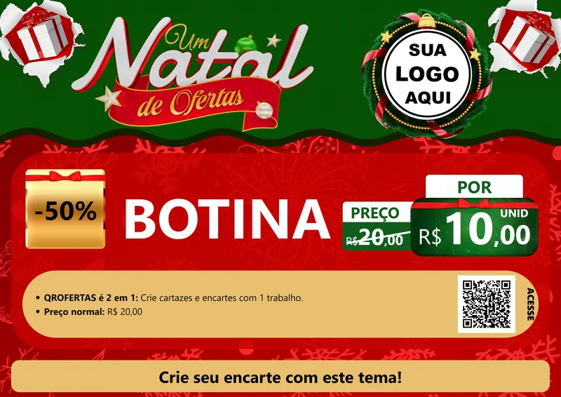 Modelo de Cartaz para Cartaz A4 Horizontal com o tema Um Natal de Ofertas para Agropecuária