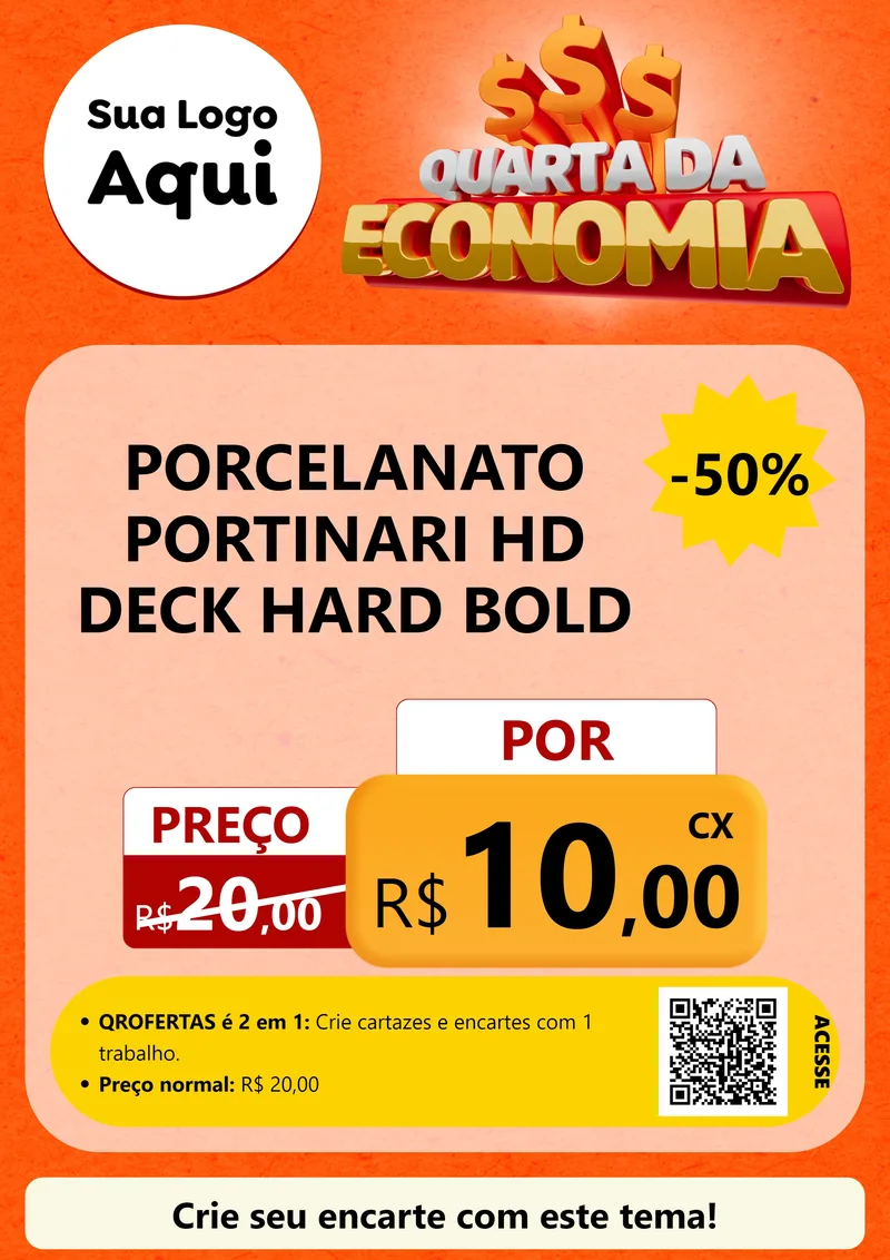 Modelo de Cartaz para Cartaz A4 Vertical com o tema Quarta da Economia para Pisos e revestimentos