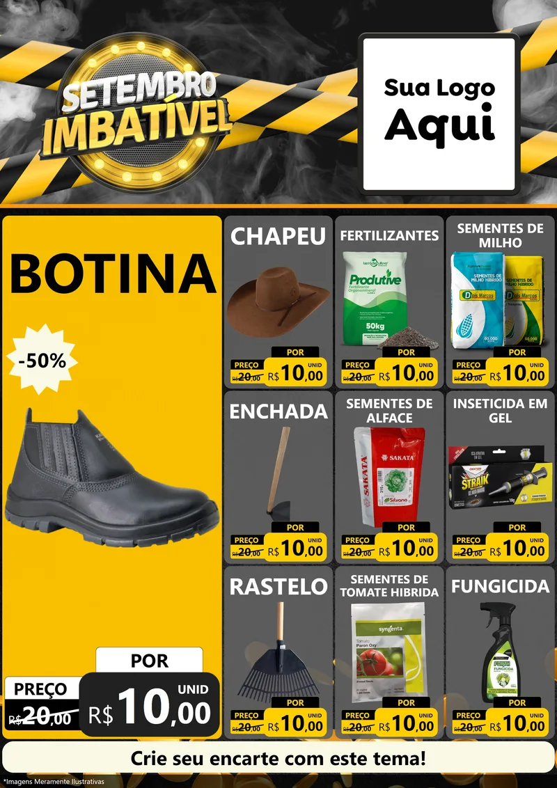 Modelo de Encarte para Encarte A4 Vertical com o tema Setembro Imbatível para Agropecuária