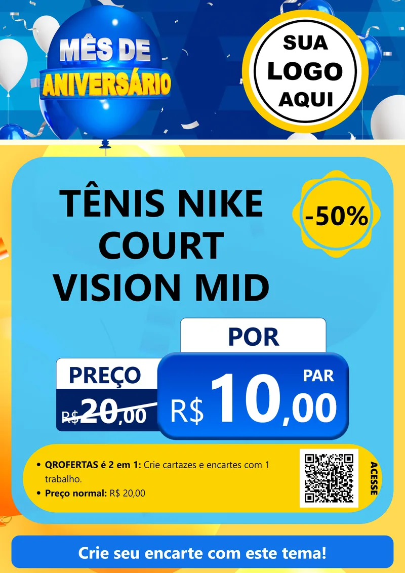 Modelo de Cartaz para Cartaz A4 Vertical com o tema Mês de Aniversário para Calçados