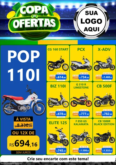 Modelo de Encarte para Encarte A4 Vertical com o tema Copa de Ofertas para Concessionaria de Motos