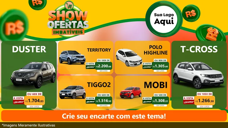 Modelo de TV para TV Horizontal com o tema Show de Ofertas Imbatíveis para Concessionaria de Carros