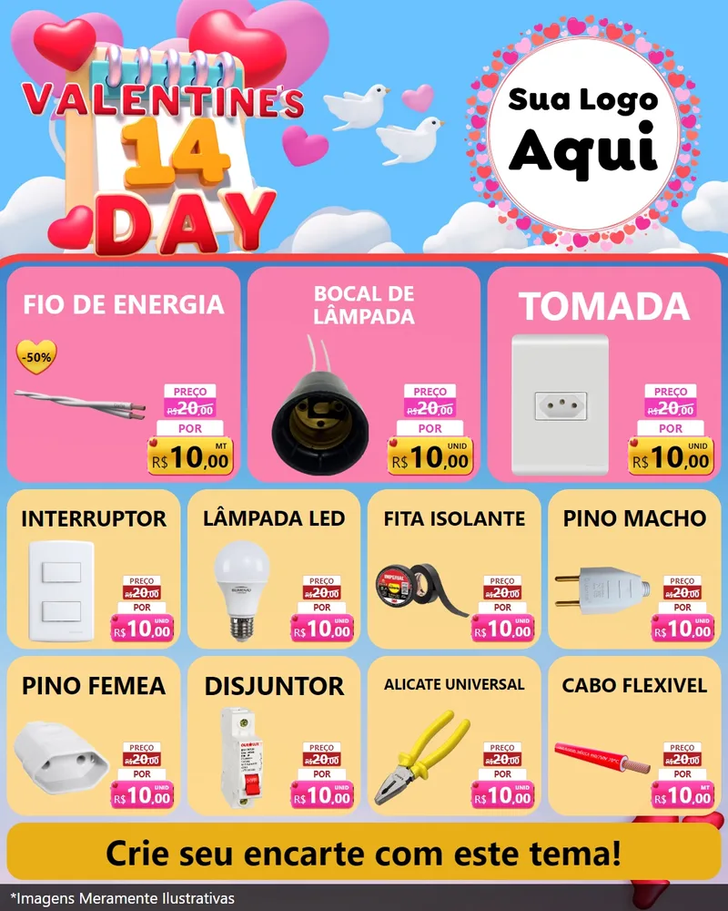 Modelo de Rede Social para Feed Instagram com o tema Valentine's Day para Materiais Elétricos