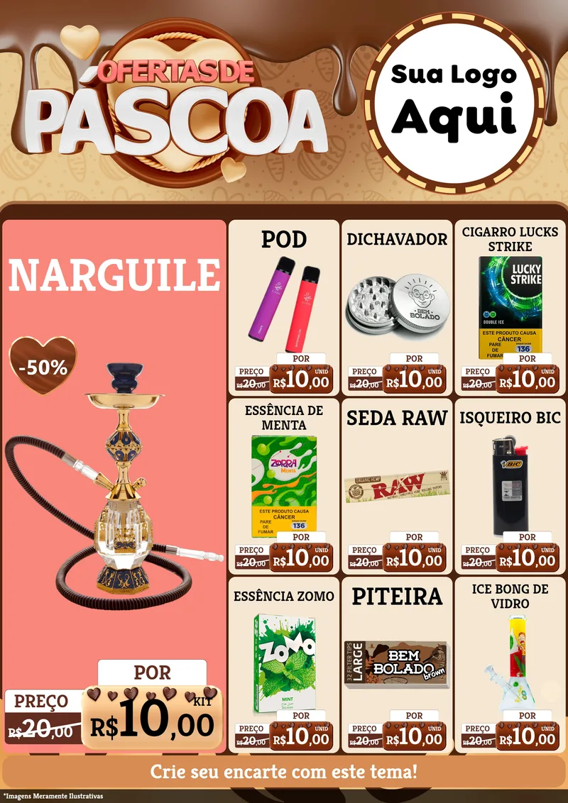 Modelo de Encarte para Encarte A4 Vertical com o tema Ofertas de Páscoa para Tabacaria