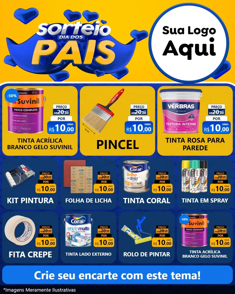 Modelo de Rede Social para Feed Instagram com o tema Sorteio Dia dos Pais para Tintas e Ferramentas