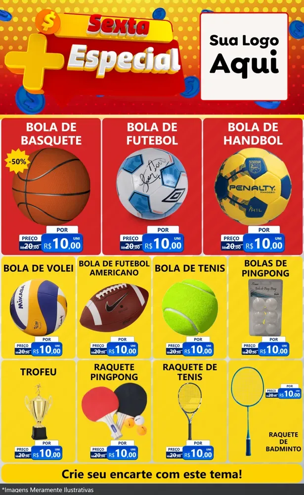 Modelo de Encarte para Encarte Grande com o tema Sexta Mais Especial para Artigos Esportivos