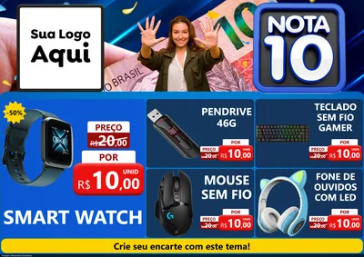Modelo de Encarte para Encarte A4 Horizontal com o tema Nota 10 para Informática