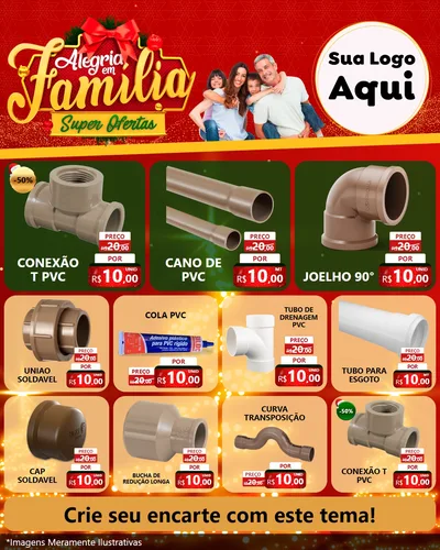 Modelo de Rede Social para Feed Instagram com o tema Alegria em Família Super Ofertas - Natal para Tubos e conexões