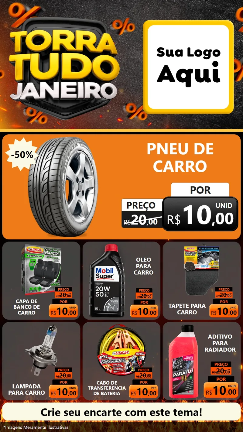 Modelo de Rede Social para Stories com o tema Torra Tudo Janeiro para Auto peças