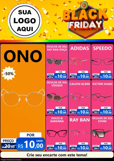 Modelo de Encarte para Encarte A4 Vertical com o tema Black Friday para Óticas