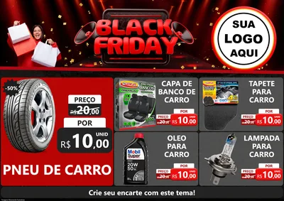 Modelo de Encarte para Encarte A4 Horizontal com o tema Black Friday para Auto peças