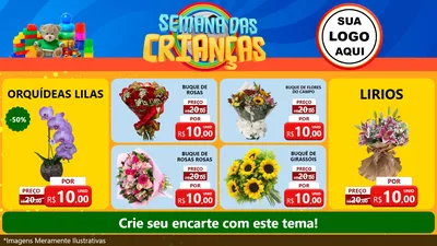 Modelo de TV para TV Horizontal com o tema Semana das Crianças para Floricultura e jardim
