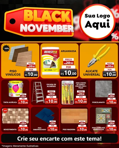 Modelo de Rede Social para Feed Instagram com o tema Black November para Material para Construção