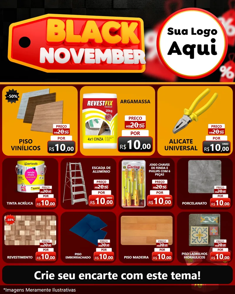 Modelo de Rede Social para Feed Instagram com o tema Black November para Material para Construção