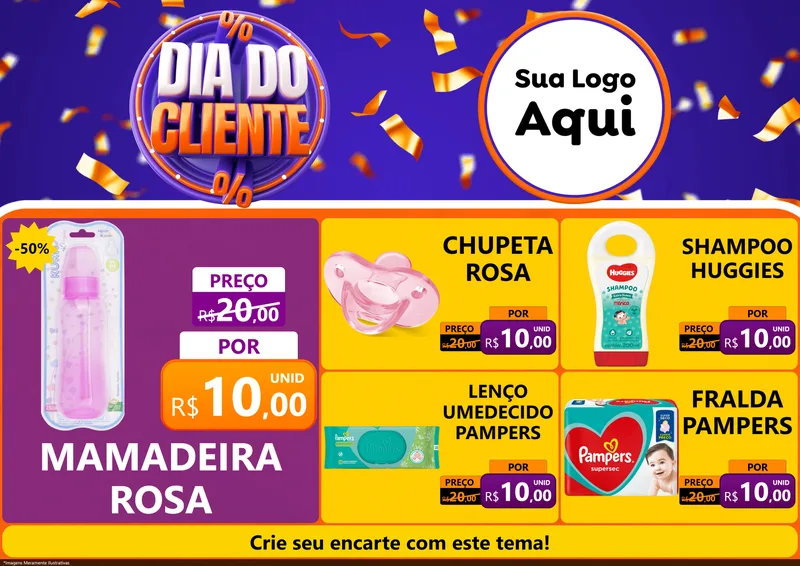 Modelo de Encarte para Encarte A4 Horizontal com o tema Dia do Cliente para Bebês