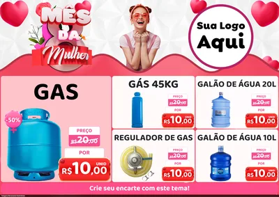 Modelo de Encarte para Encarte A4 Horizontal com o tema Mês da Mulher para Água e gás