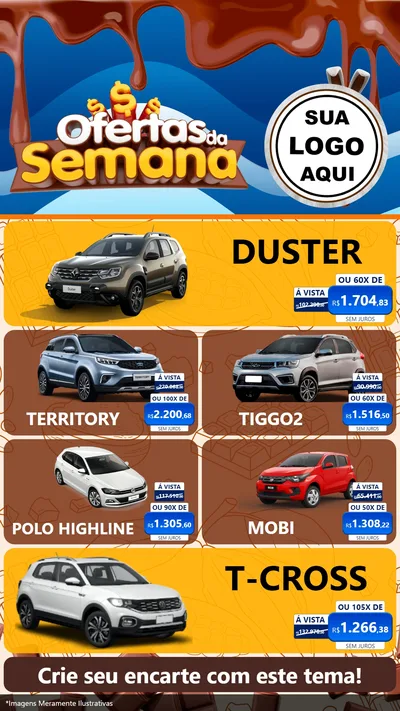 Modelo de TV para TV Vertical com o tema Ofertas da Semana - Páscoa para Concessionaria de Carros