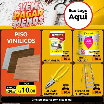 Modelo de Rede Social para Feed Facebook com o tema Vem Pagar Menos - Construção para Material para Construção
