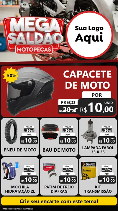 Modelo de Rede Social para Stories com o tema Mega Saldão - Motopeças para Moto peças