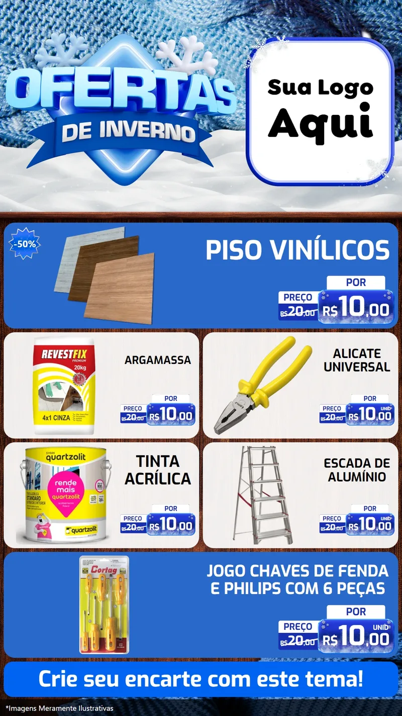 Modelo de TV para TV Vertical com o tema Ofertas de Inverno para Material para Construção