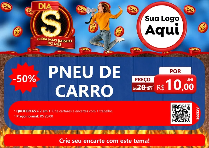 Modelo de Cartaz para Cartaz A4 Horizontal com o tema Dia S - O Dia Mais Barato Do Mês para Auto peças