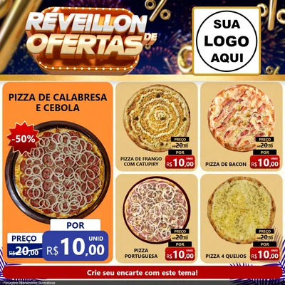 Modelo de Rede Social para Feed Facebook com o tema Réveillon de Ofertas para Pizzaria