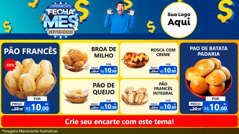 Modelo de TV para TV Horizontal com o tema Operação Fecha Mês Setembro para Padaria