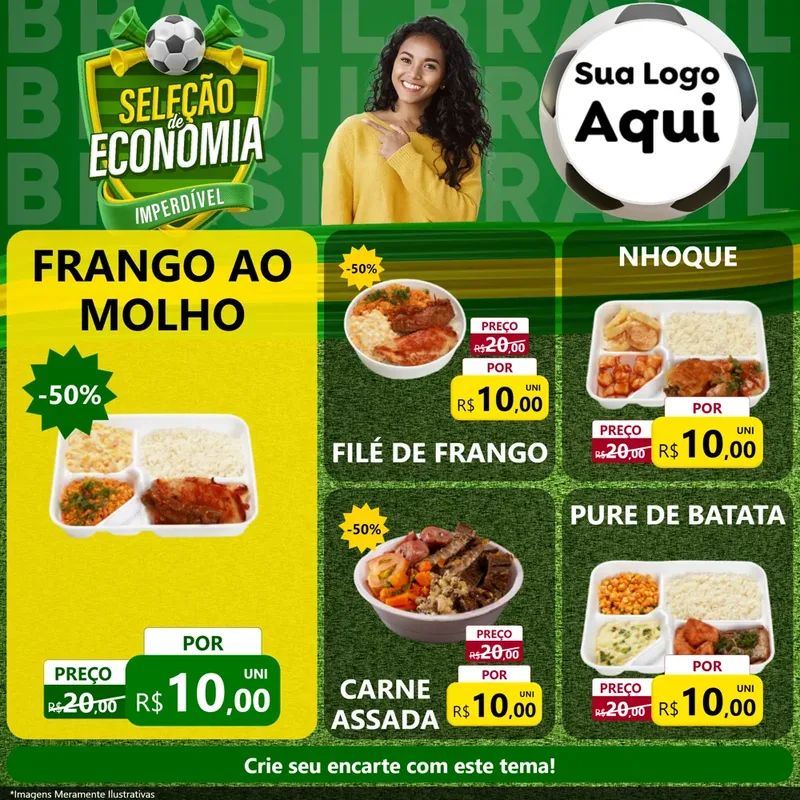 Modelo de Rede Social para Feed Facebook com o tema Seleção de Economia - Copa para Restaurante