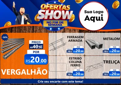 Modelo de Encarte para Encarte A4 Horizontal com o tema Ofertas Show No Fim De Semana para Ferragens
