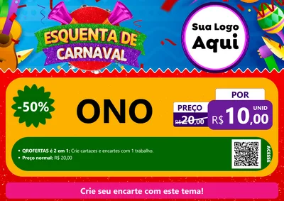 Modelo de Cartaz para Cartaz A4 Horizontal com o tema Esquenta de Carnaval para Óticas