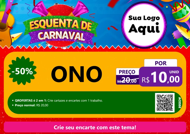 Modelo de Cartaz para Cartaz A4 Horizontal com o tema Esquenta de Carnaval para Óticas