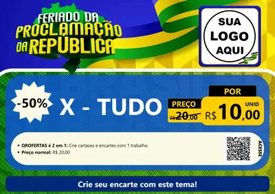 Modelo de Cartaz para Cartaz A4 Horizontal com o tema Feriado da Proclamação da República para Hamburgueria