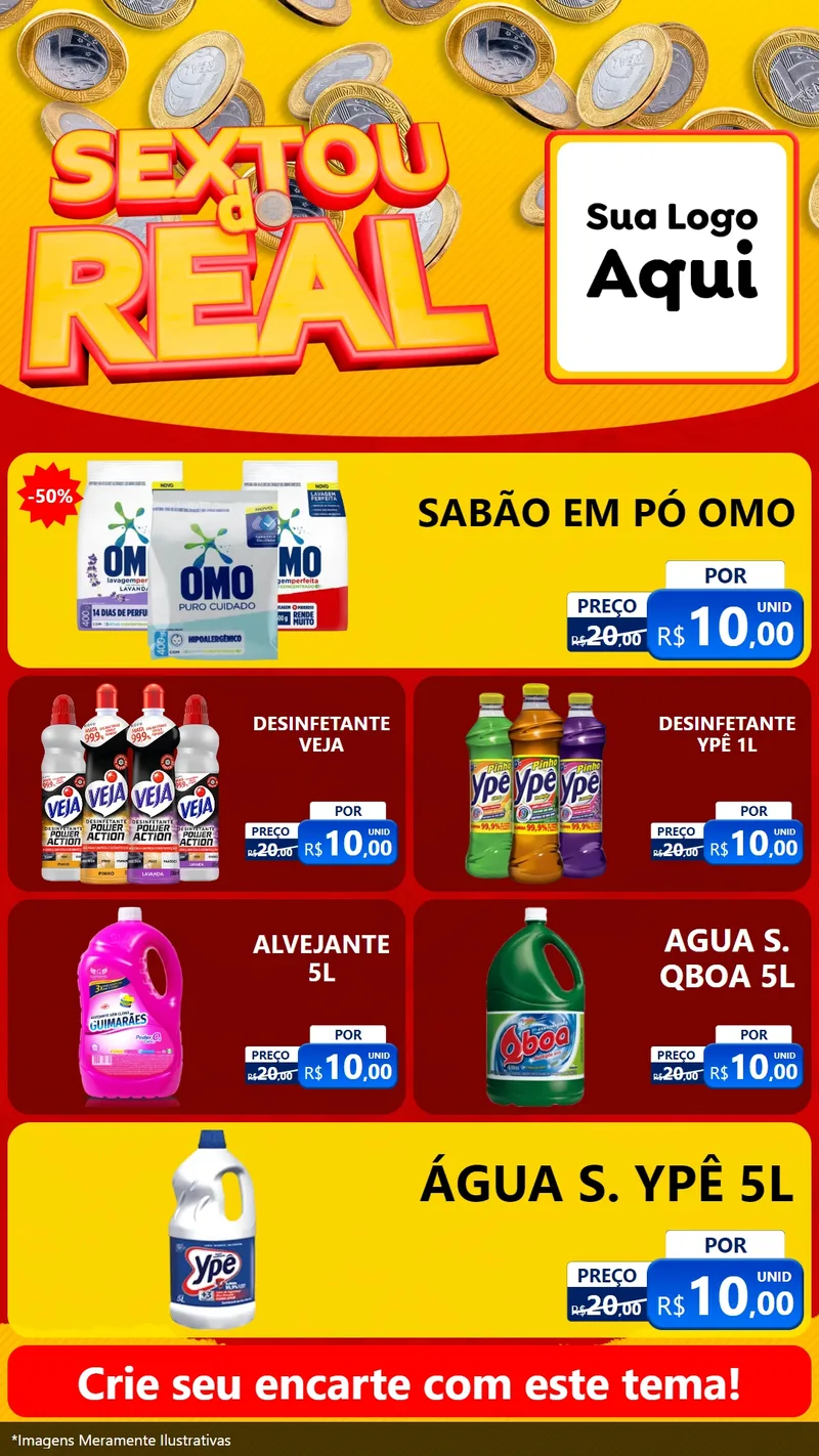 Modelo de TV para TV Vertical com o tema Sextou do Real para Produtos de Limpeza