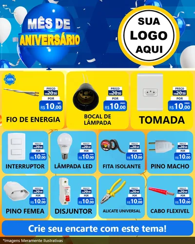 Modelo de Rede Social para Feed Instagram com o tema Mês de Aniversário para Materiais Elétricos