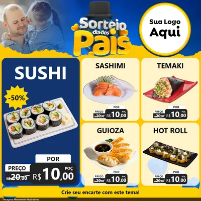 Modelo de Rede Social para Feed Facebook com o tema Sorteio Dia Dos Pais para Comida japonesa