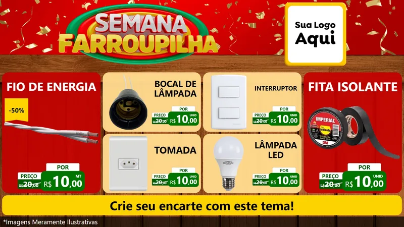 Modelo de TV para TV Horizontal com o tema Semana Farroupilha para Materiais Elétricos