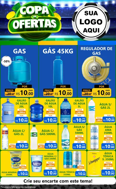 Modelo de Encarte para Encarte Grande com o tema Copa de Ofertas para Água e gás