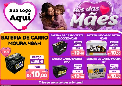 Modelo de Encarte para Encarte A4 Horizontal com o tema Mês das Mães para Baterias Elétricas