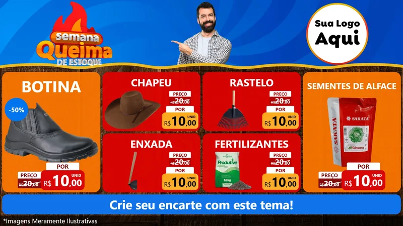 Modelo de TV para TV Horizontal com o tema Semana Queima de Estoque para Agropecuária