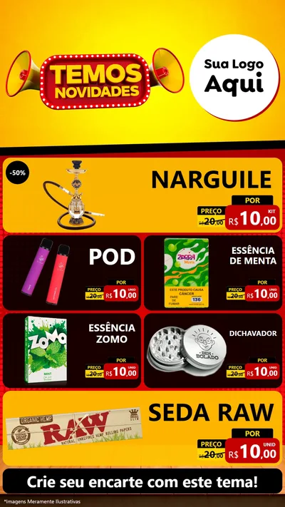 Modelo de TV para TV Vertical com o tema Temos Novidades para Tabacaria