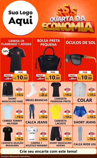 Modelo de Encarte para Encarte Grande com o tema Quarta da Economia para Roupas e acessórios