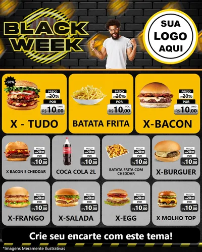 Modelo de Rede Social para Feed Instagram com o tema Black Week para Hamburgueria