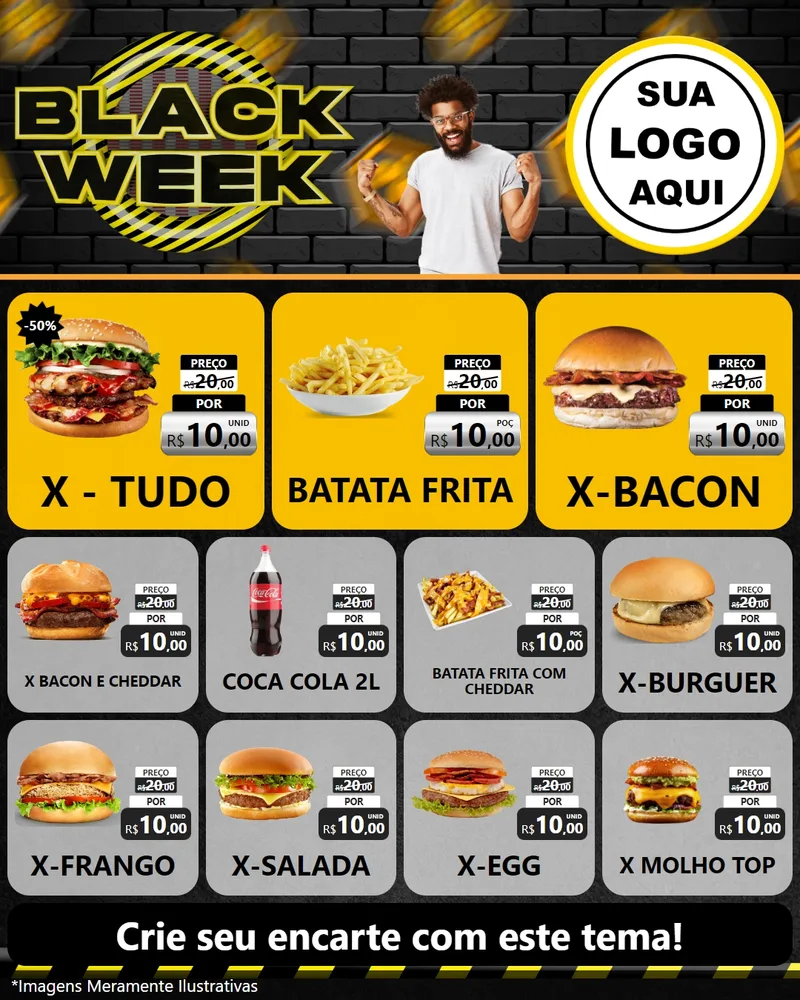 Modelo de Rede Social para Feed Instagram com o tema Black Week para Hamburgueria
