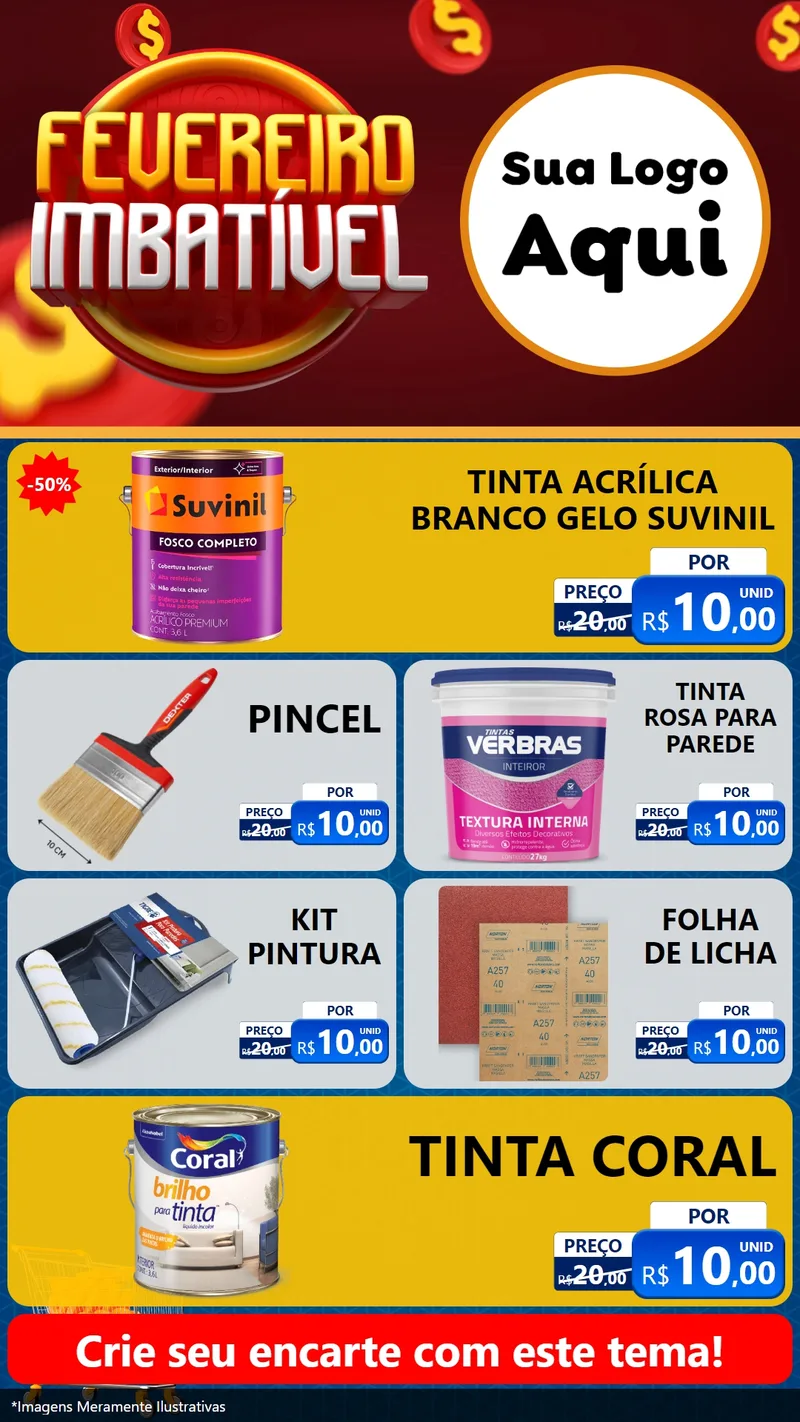Modelo de TV para TV Vertical com o tema Fevereiro Imbatível para Tintas e Ferramentas