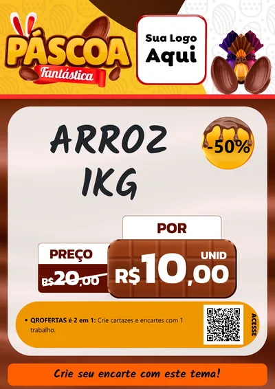 Modelo de Cartaz para Cartaz A4 Vertical com o tema Páscoa Fantástica para Supermercado