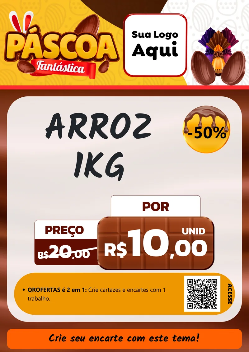 Modelo de Cartaz para Cartaz A4 Vertical com o tema Páscoa Fantástica para Supermercado