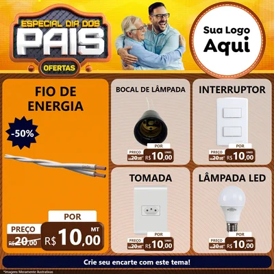 Modelo de Rede Social para Feed Facebook com o tema Especial Dia dos Pais para Materiais Elétricos